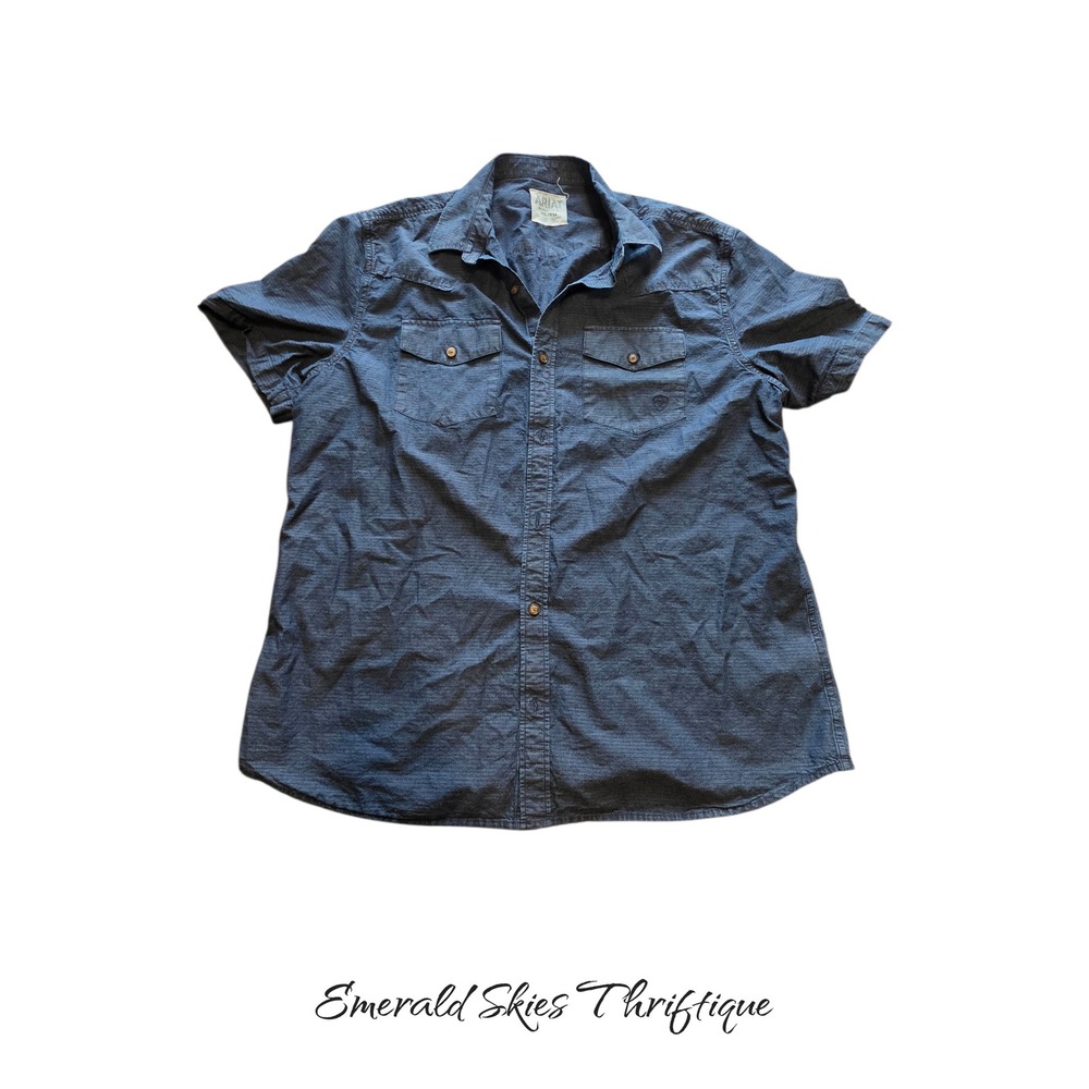 Ariat mens retro fit button down tshirt, size xl. Free shipping